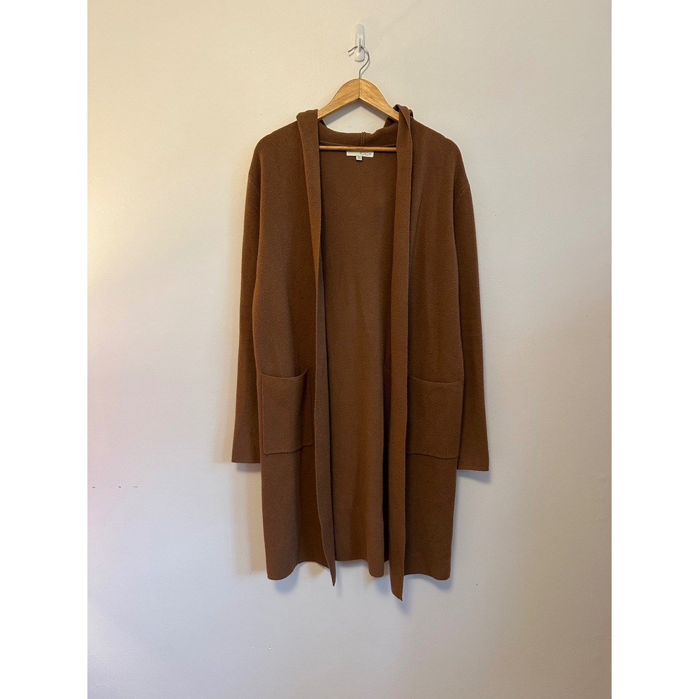 Pinch Cognac Brown Longline Hooded Open Front Cardigan Sweater |Size M/L